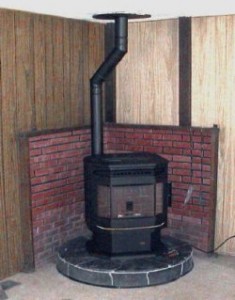 Wood stove chimney pipe installation